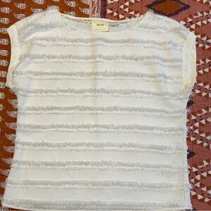 Anthropologie Maeve Cream Textured Blouse